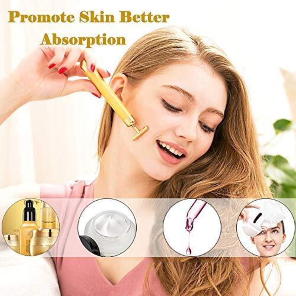 Face Massager Roller Golden 3D Roller Electric Facial Roller And T Shape Facial - Picture 3 of 5